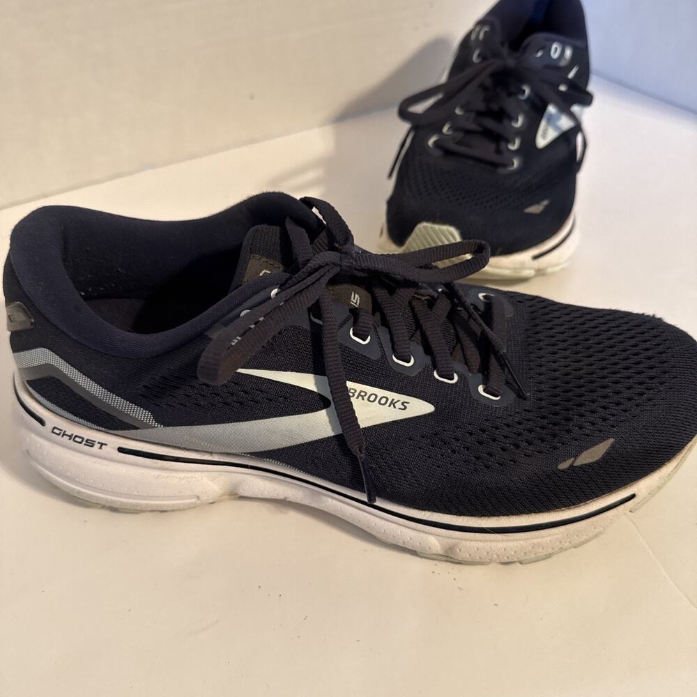 Brooks Womens Ghost 15 Blue White Running Shoes Sneakers Size 9.5B